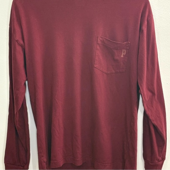 PINK Victoria's Secret Red Long Sleeve Intimates Tee Small - Picture 5 of 7